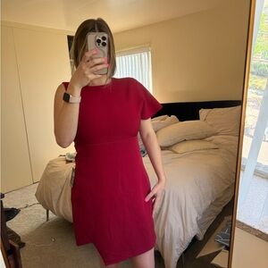 Express Red Asymmetrical Sheath Dress for Wedding Guest